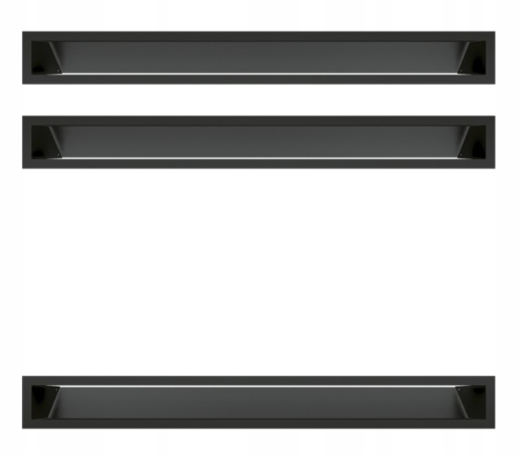 2× Luft ventilačná mriežka Kratki Luft 9x80 cm čierna + Kratki Luft SF ventilačná mriežka 80x9x7,85 cm čierna